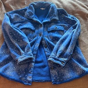 Blue Paisley Button-Up Jacket